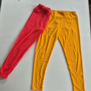 LuLaRoe Red and Yellow Leggings Vibrant Stretchy Bottoms